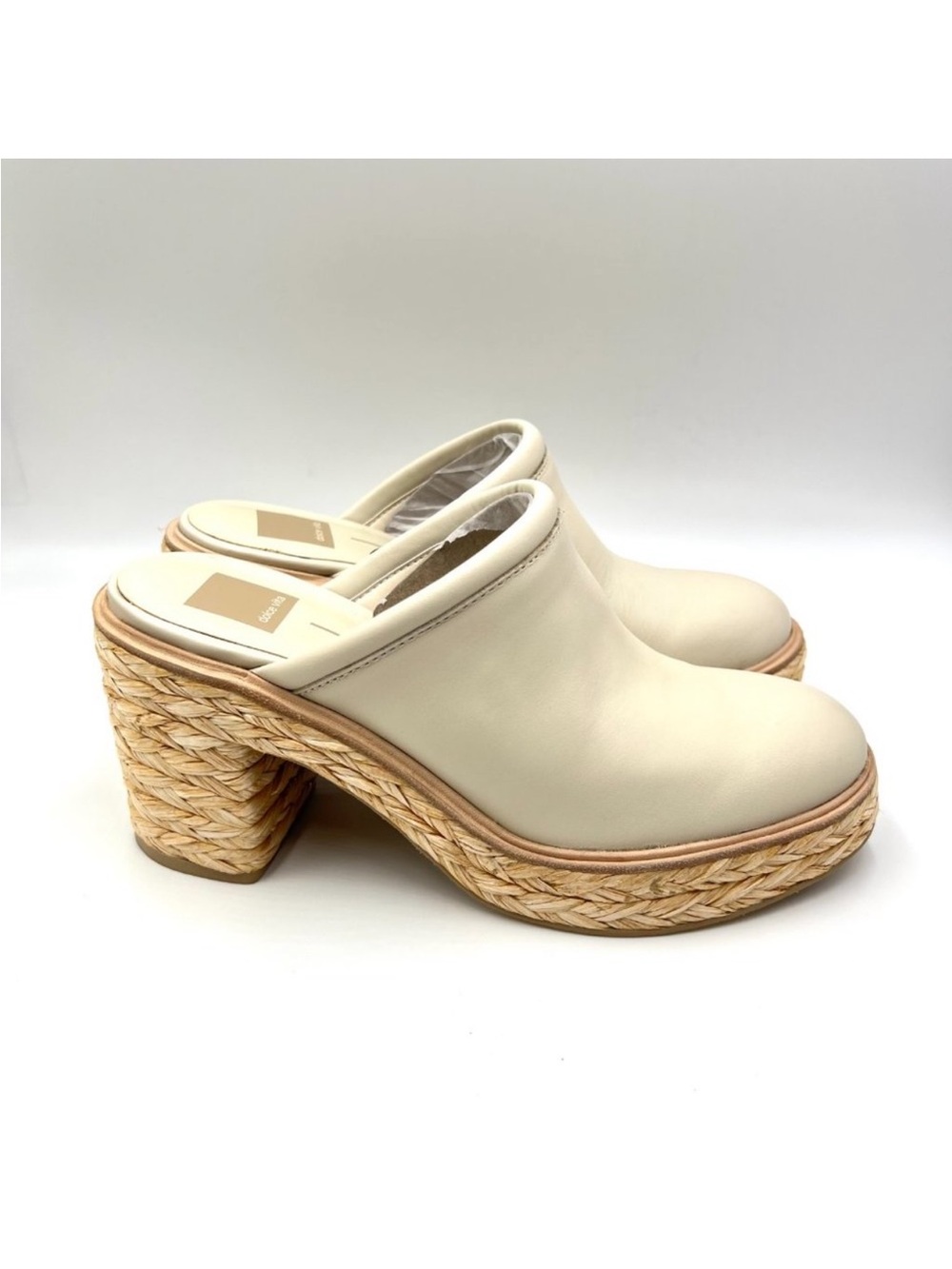 DOLCE VITA Camdin Raffia Leather Mules Clogs Size 10